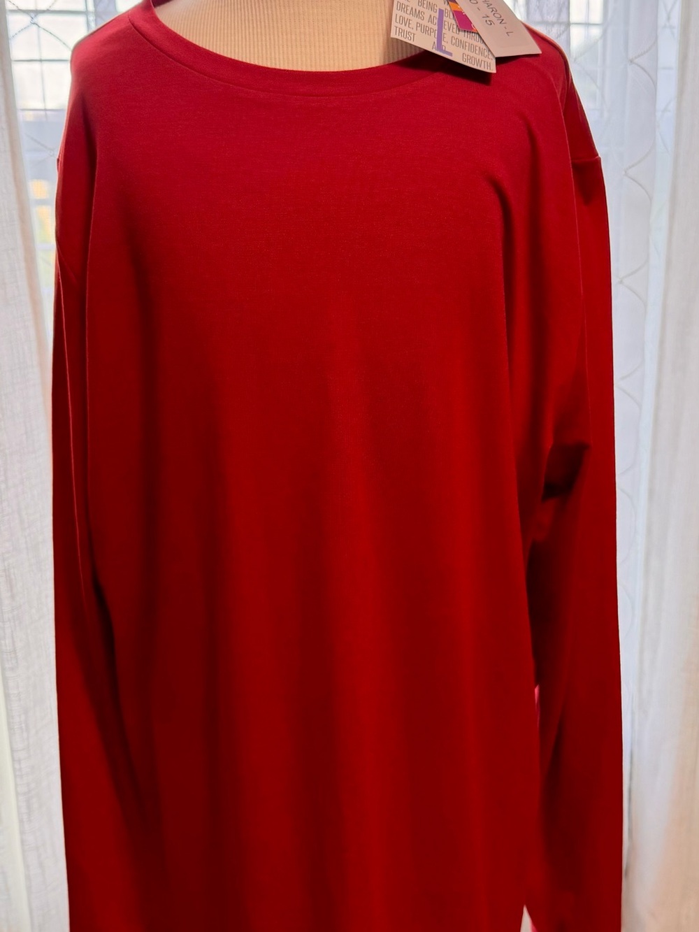 LuLaRoe Men's Long-Sleeve Crewneck Shirt - Red